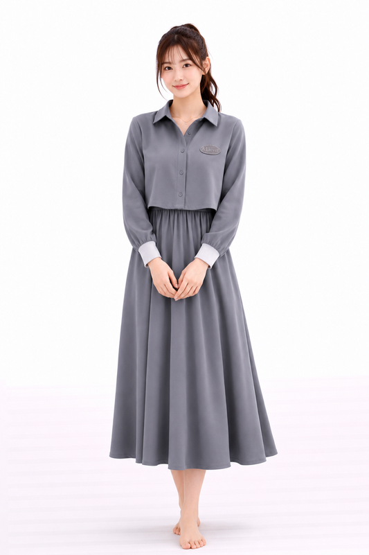シャツワンピース(授乳対応) |  Charcoal Gray
