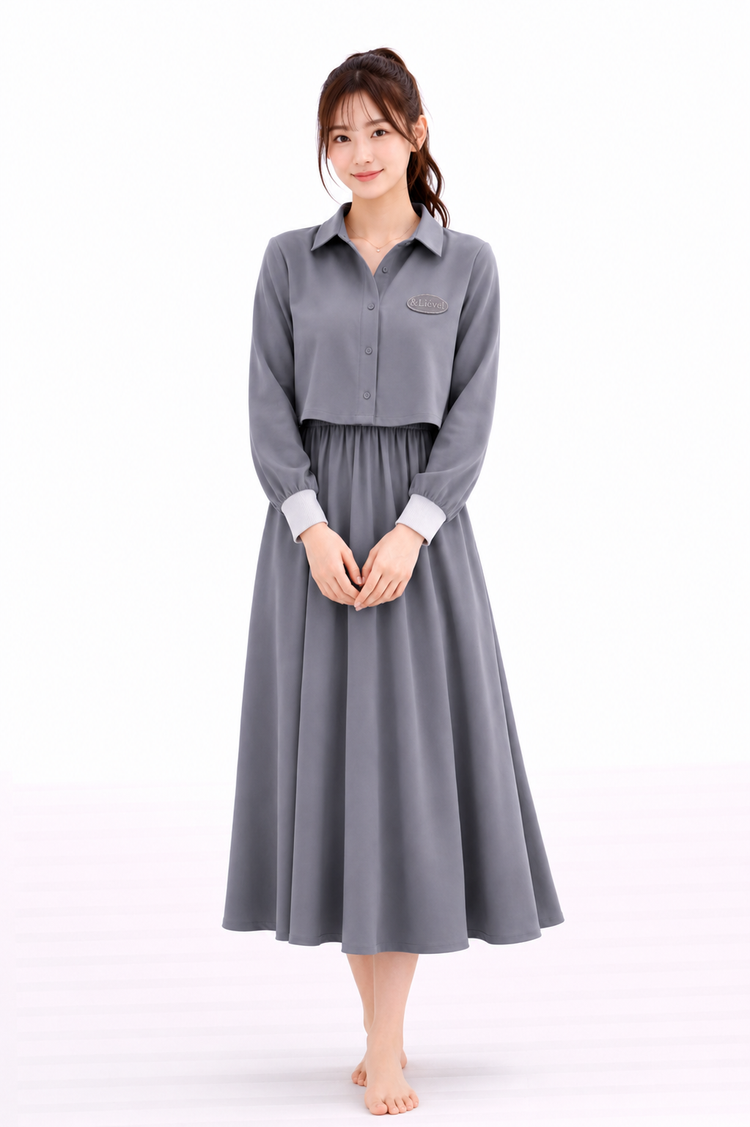 シャツワンピース(授乳対応) |  Charcoal Gray